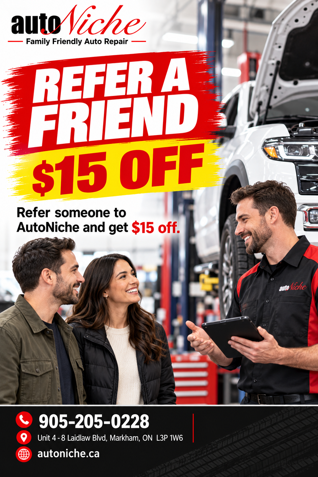 AutoNiche referral program: refer a friend and get $15 off.